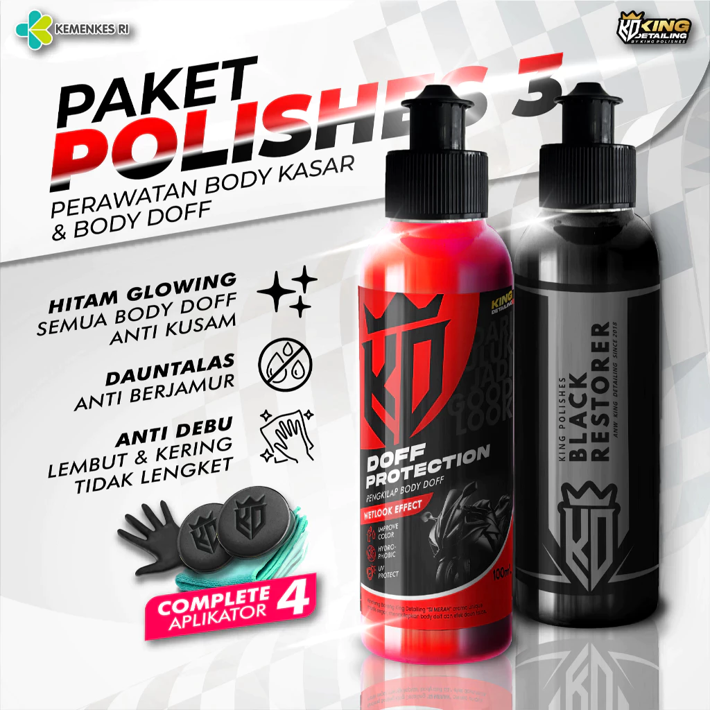 100ml Paket Pengkilap Motor Mobil Cat Doff dan Penghitam Dasboard Permanen Efek Daun Talas